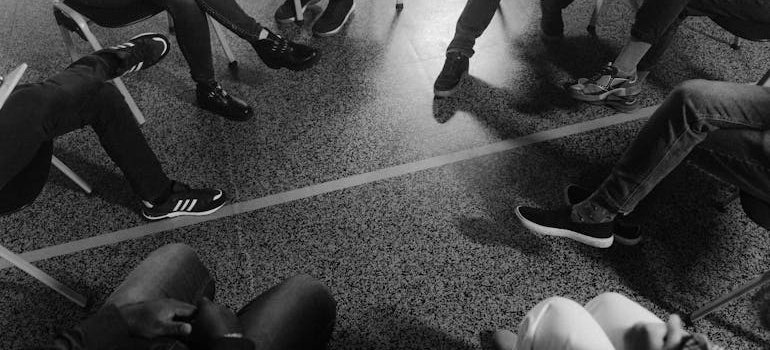 People sitting in a circle.