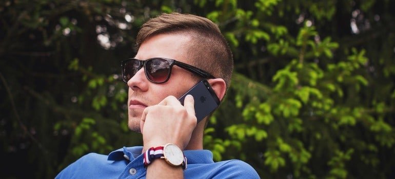 A man talking on the phone.