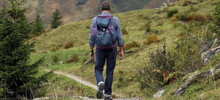 A man hiking in nature.
