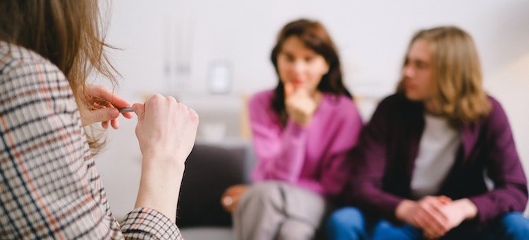 A couple in therapy for codependency in addiction.