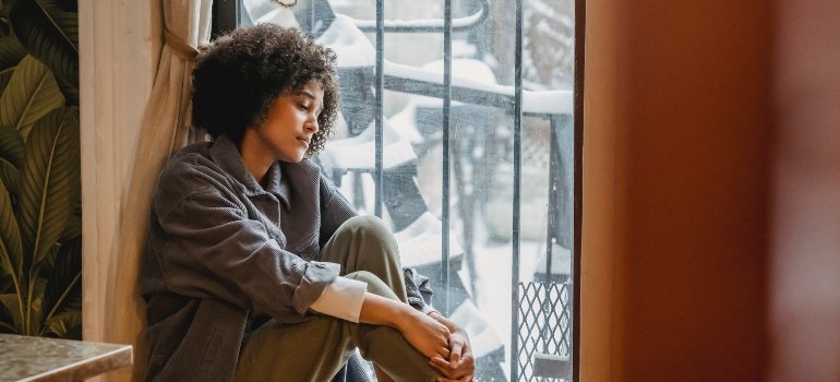 person next to a window