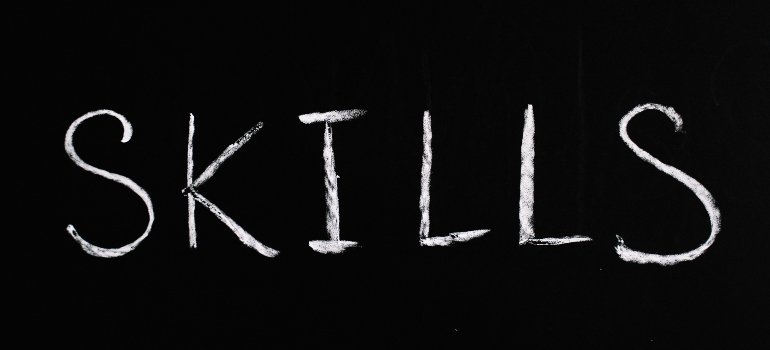 word "skills" on a blackboard
