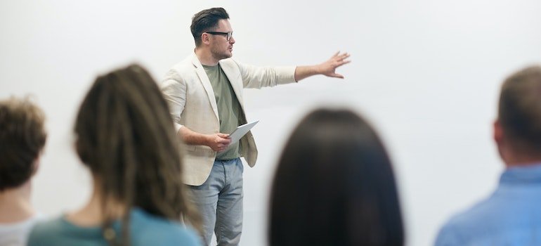 a man educating people