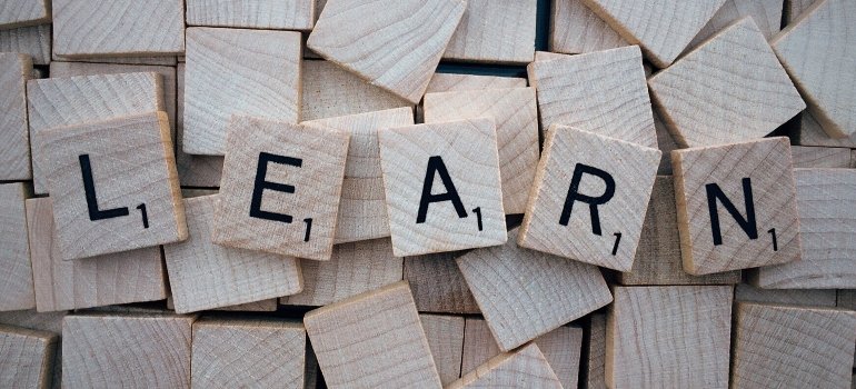 wooden blocks spelling the word "learn"