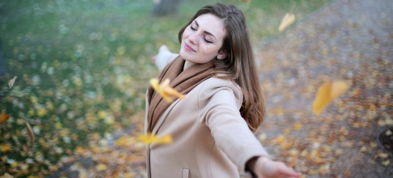 a happy person in the wind