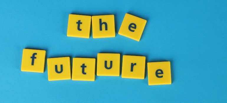 yellow blocks spelling "The future"
