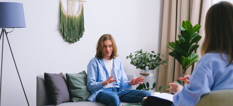 person undergoing talk therapy