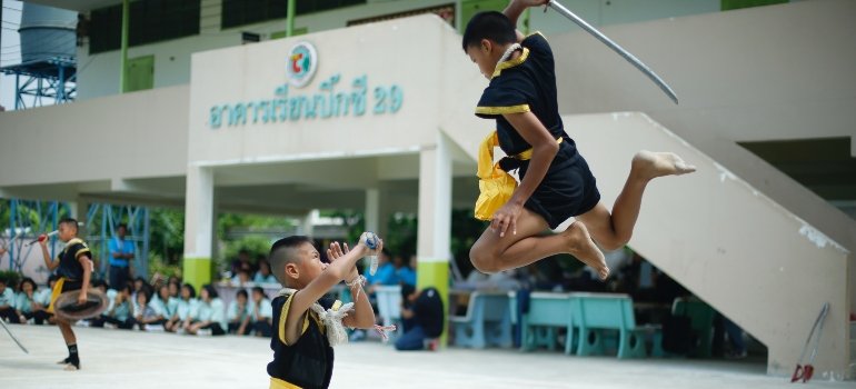 two kids in a practice match