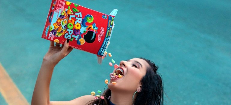 person binge eating