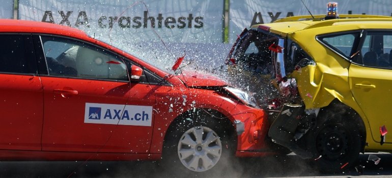 a car crashing into another car