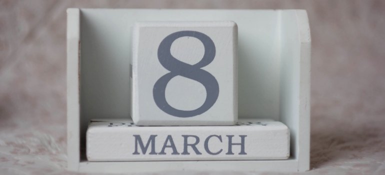 blocks spelling "8 march"