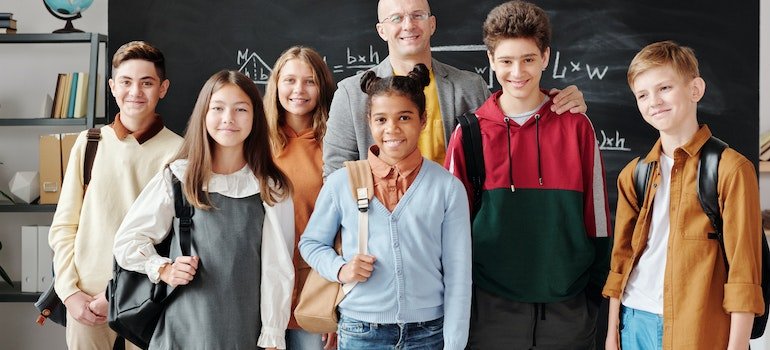 Early detection and prevention of substance abuse is important for healthy life.Man and 6 students.