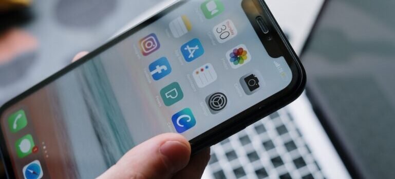 a phone with apps on screen