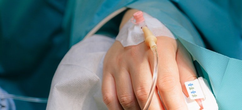 Hand of a person in hospital.