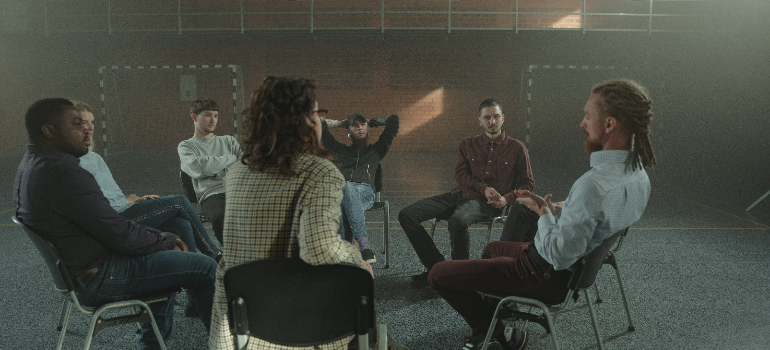 a support group talking and helping each other 