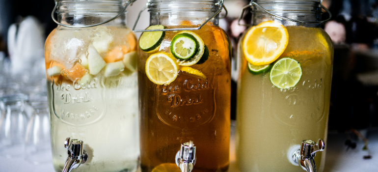 three jars of different juices, as advised by the "10 Easy Ideas to Help You Stay Sober On Thanksgiving In Pennsylvania" blog