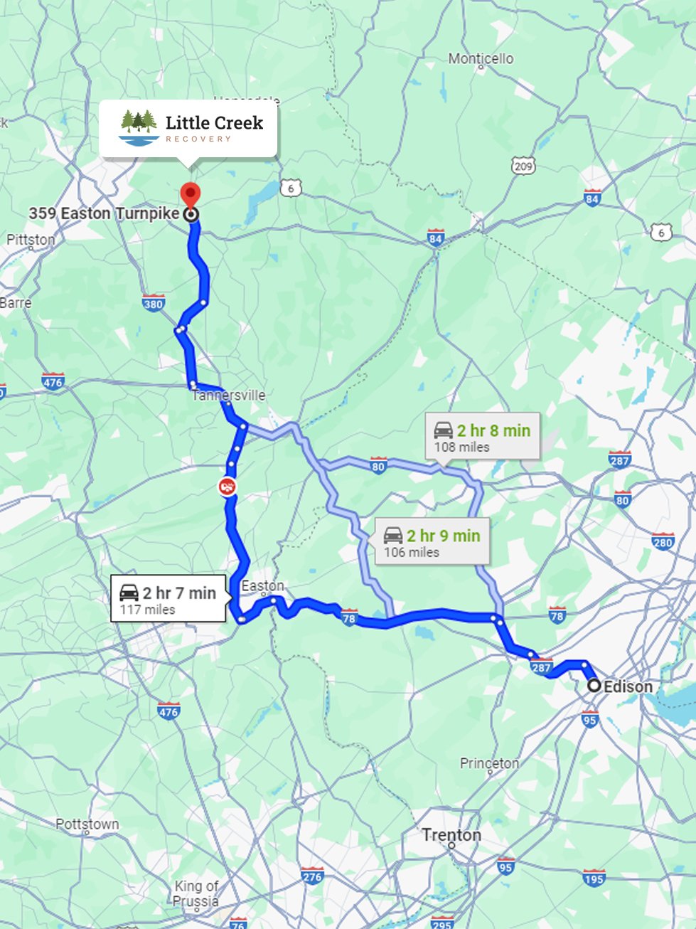 Little Creek to Edison NJ route