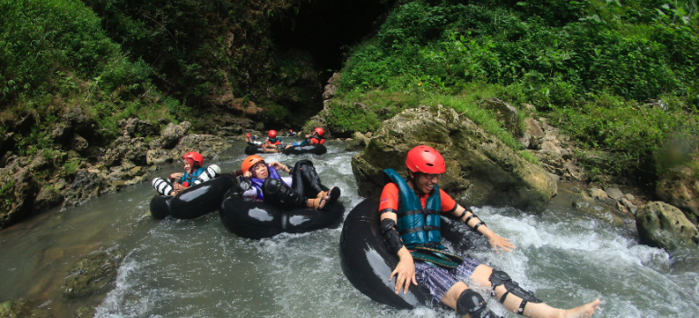 people having fun while going down the river during rehab Reading PA