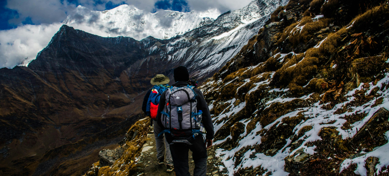 two people in the mountains