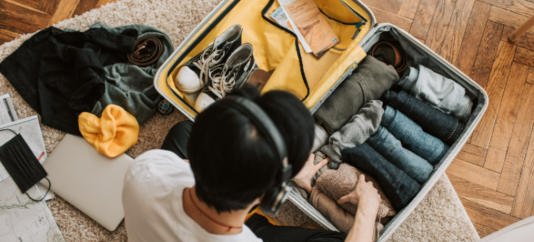 a man packing for rehab