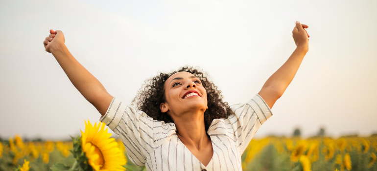 a happy woman after she found out why Newburgh NY residents choose Pennsylvania's Little Creek for rehabilitation