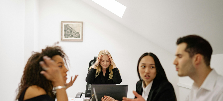 a woman having a bad day at work