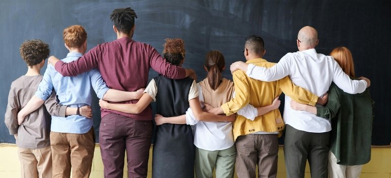 A group of people hugging