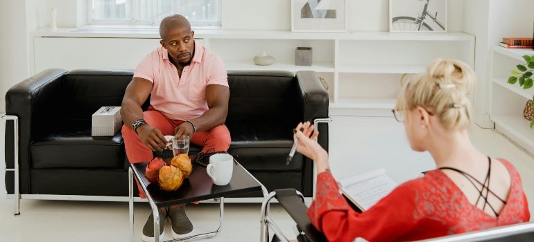 A man talking to a therapist