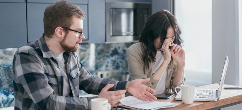 A couple arguing about how to help addicted parents in PA