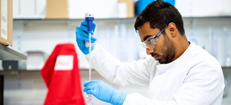 a lab technician conducting a test 