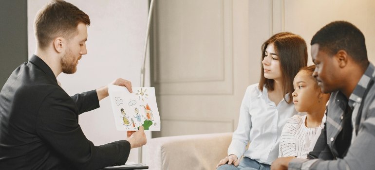 A family talking to a therapist