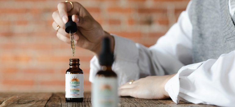 Hemp extract bottle with dropper