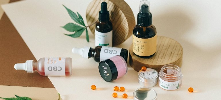 Glass bottles of CBD 