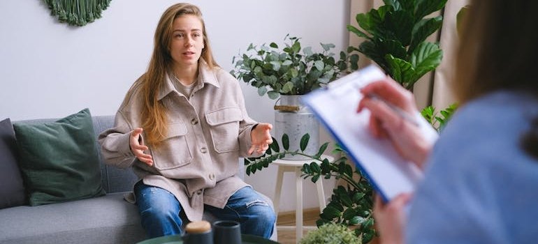 Woman talking to her therapist about whether drug addicts ever change.