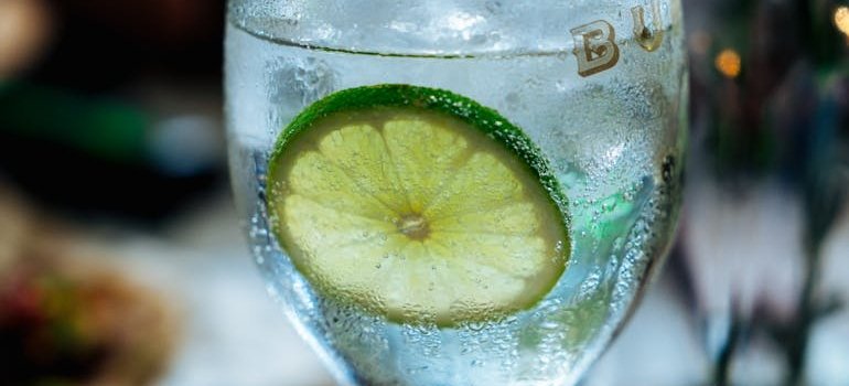 Mineral water in a wine glass.