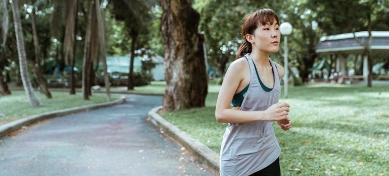Woman running in the park.