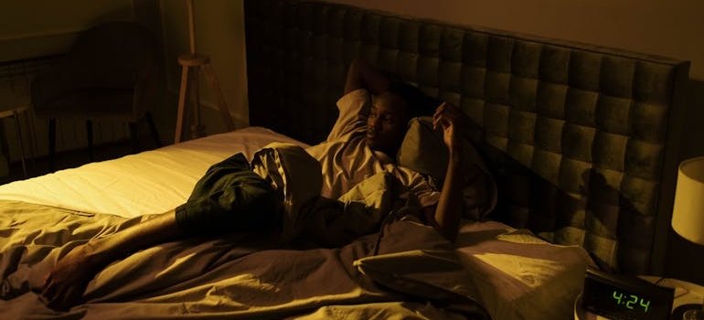 Person lying awake at 4am.