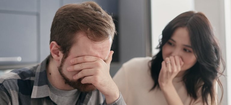 Woman supporting her partner who is dealing with addiction issues.