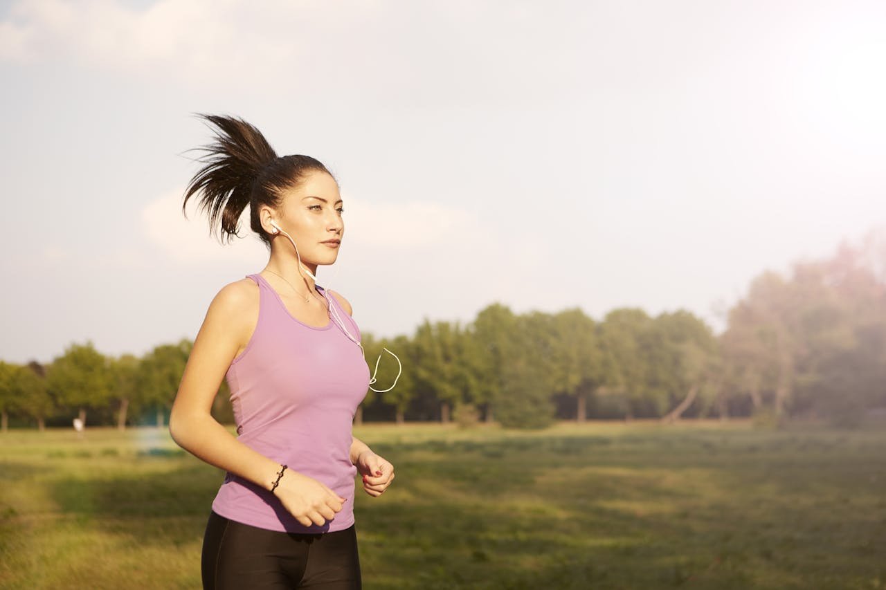 Woman jogging in the park.