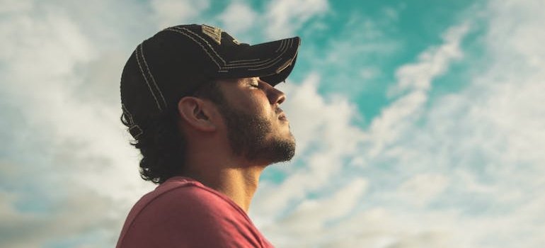 Man doing breathing exercises as part of his relapse prevention plan.