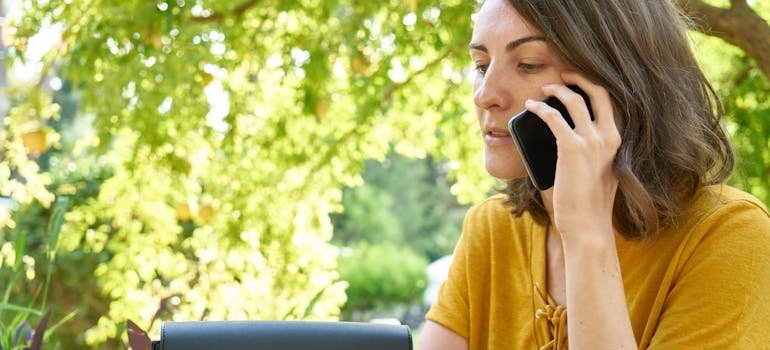Woman making a phone call.