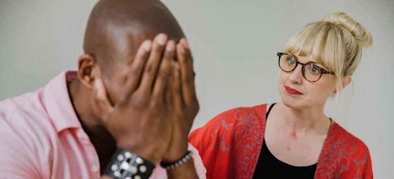 Woman trying to help an alcoholic loved one.